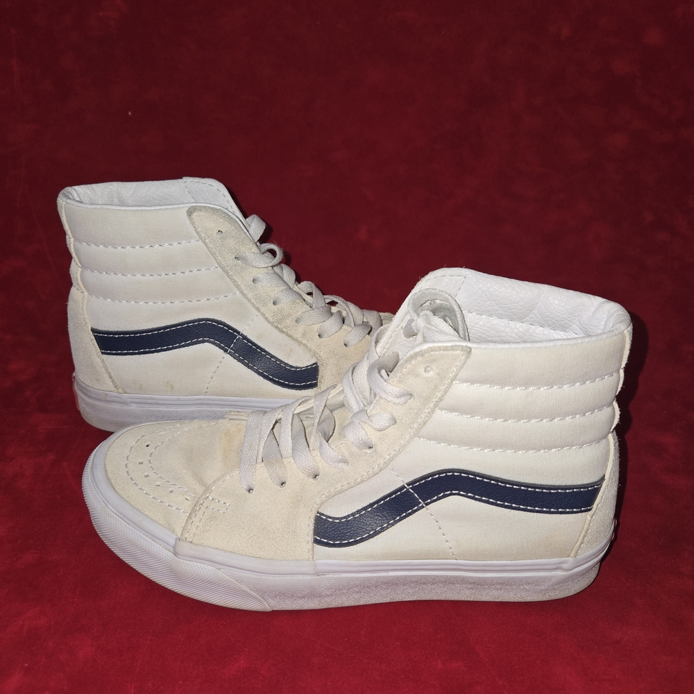 Vans High-Top Sneakers in Cream and Navy
